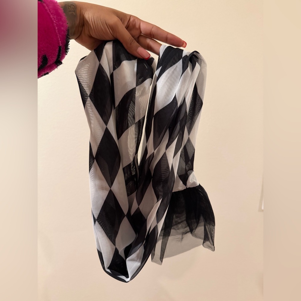 Forplay Harlequin Jester Costume - Black and White Diamond Pattern - Picture 6 of 9